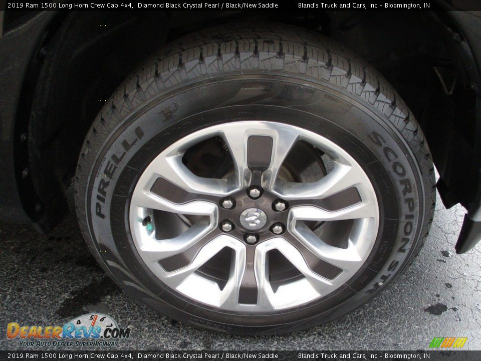 2019 Ram 1500 Long Horn Crew Cab 4x4 Diamond Black Crystal Pearl / Black/New Saddle Photo #36