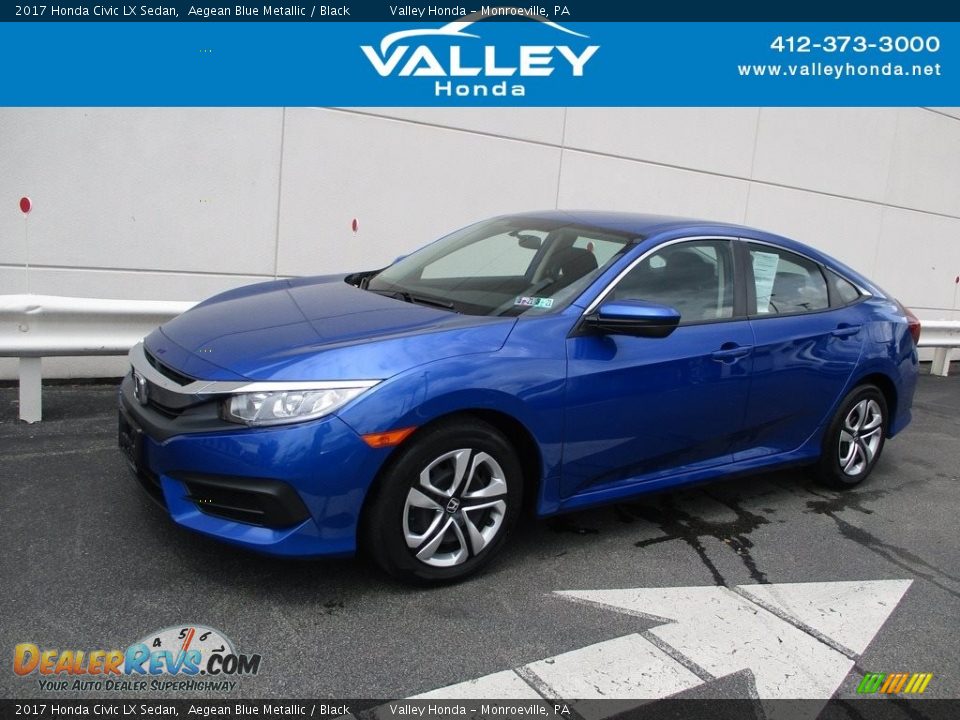 2017 Honda Civic LX Sedan Aegean Blue Metallic / Black Photo #1