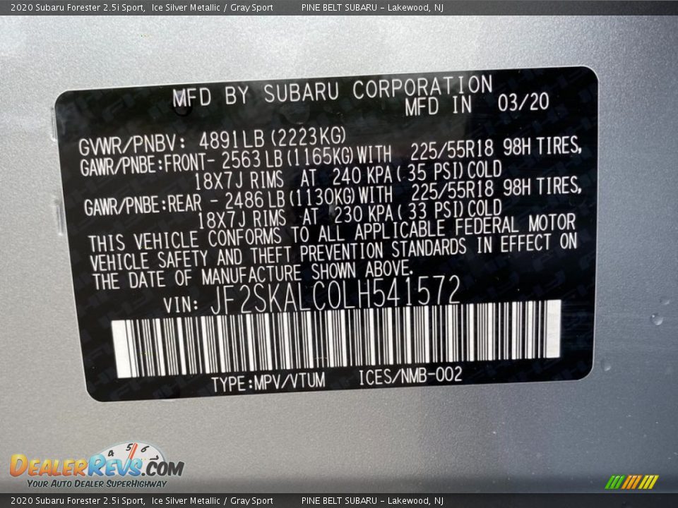 2020 Subaru Forester 2.5i Sport Ice Silver Metallic / Gray Sport Photo #12