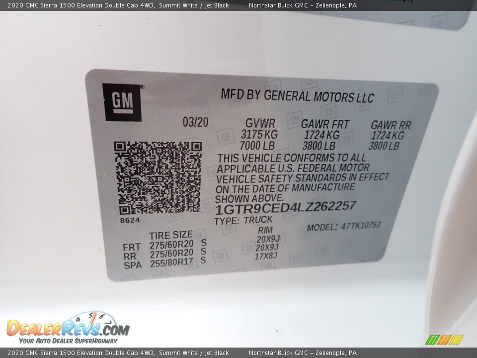 2020 GMC Sierra 1500 Elevation Double Cab 4WD Summit White / Jet Black Photo #12