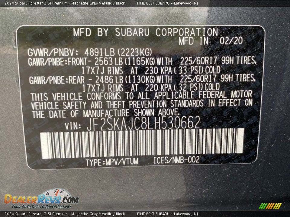 2020 Subaru Forester 2.5i Premium Magnetite Gray Metallic / Black Photo #12