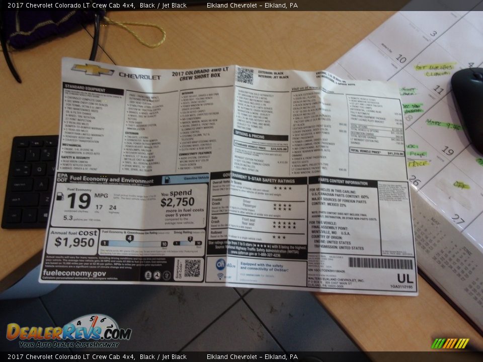 2017 Chevrolet Colorado LT Crew Cab 4x4 Black / Jet Black Photo #29