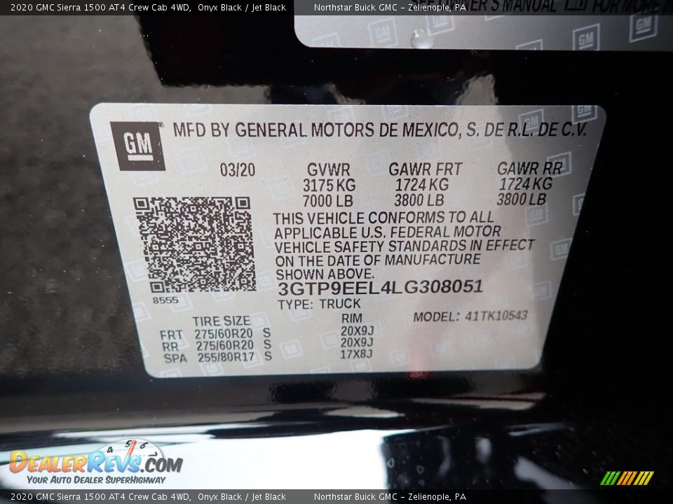 2020 GMC Sierra 1500 AT4 Crew Cab 4WD Onyx Black / Jet Black Photo #10