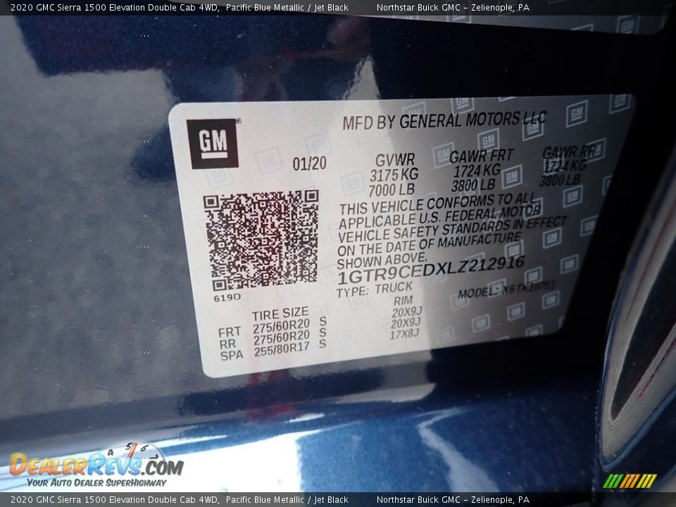 2020 GMC Sierra 1500 Elevation Double Cab 4WD Pacific Blue Metallic / Jet Black Photo #10