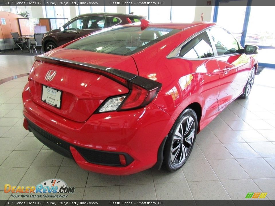 2017 Honda Civic EX-L Coupe Rallye Red / Black/Ivory Photo #7