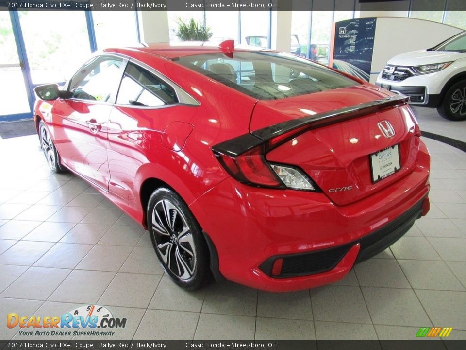 2017 Honda Civic EX-L Coupe Rallye Red / Black/Ivory Photo #9