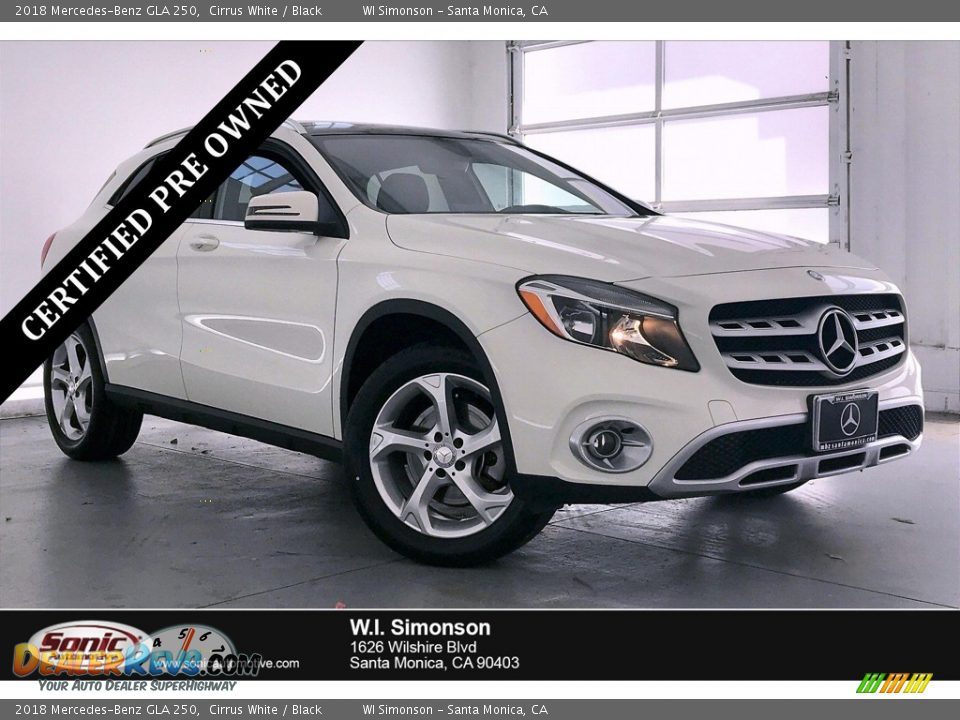 2018 Mercedes-Benz GLA 250 Cirrus White / Black Photo #1