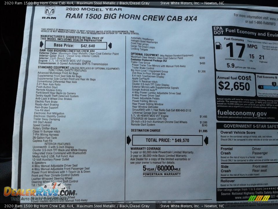 2020 Ram 1500 Big Horn Crew Cab 4x4 Maximum Steel Metallic / Black/Diesel Gray Photo #30