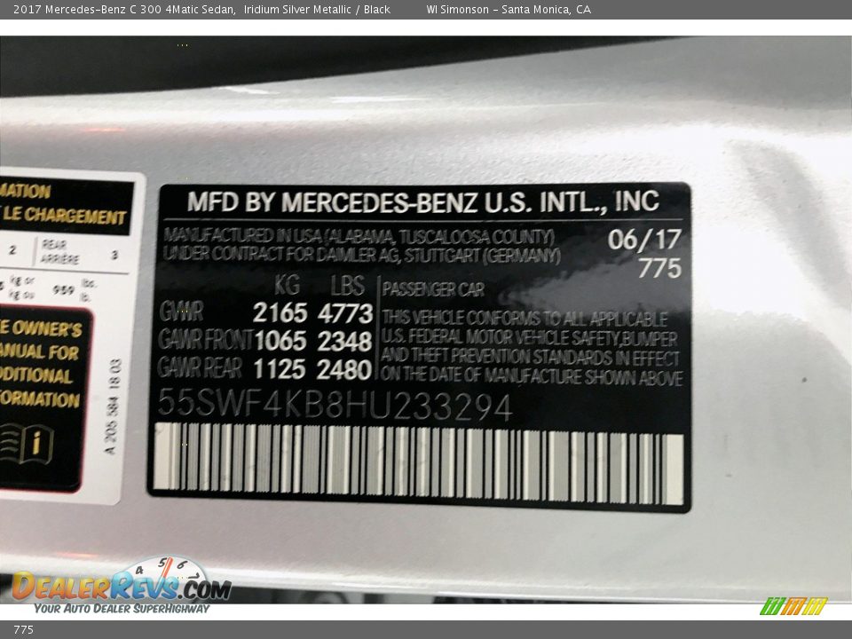 Mercedes-Benz Color Code 775 Iridium Silver Metallic