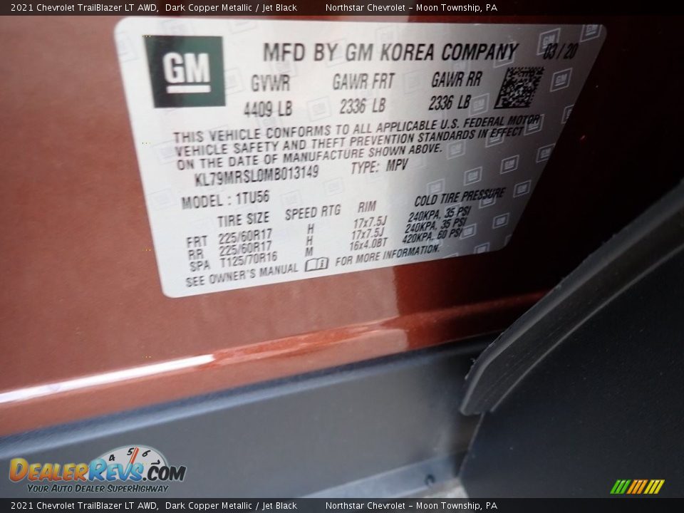 2021 Chevrolet TrailBlazer LT AWD Dark Copper Metallic / Jet Black Photo #14