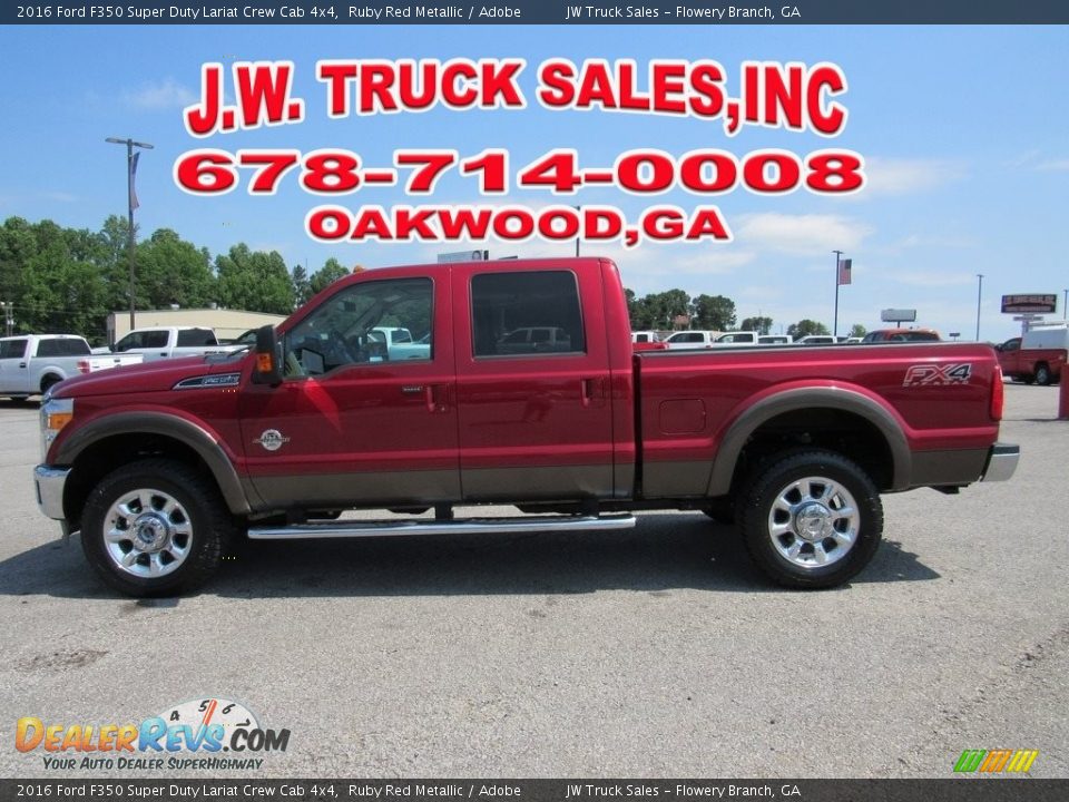 2016 Ford F350 Super Duty Lariat Crew Cab 4x4 Ruby Red Metallic / Adobe Photo #2