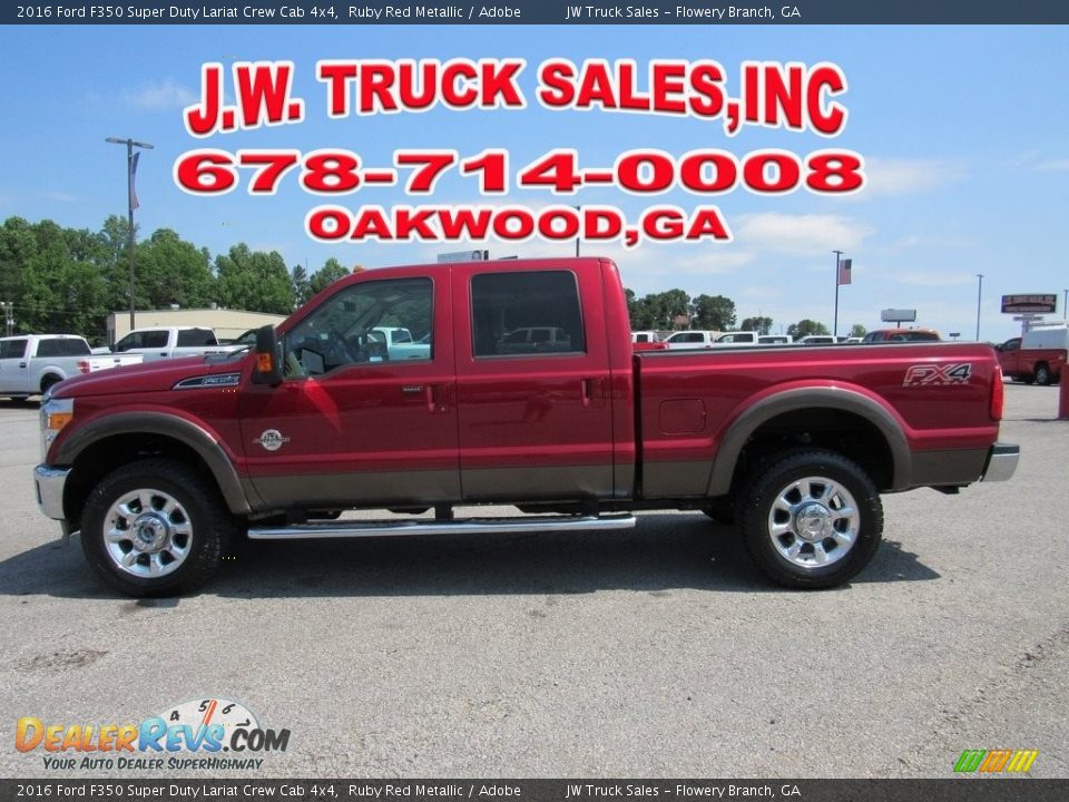 2016 Ford F350 Super Duty Lariat Crew Cab 4x4 Ruby Red Metallic / Adobe Photo #2