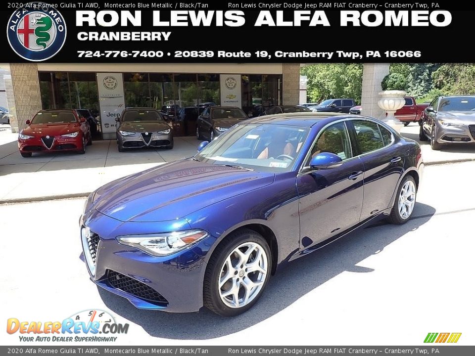 2020 Alfa Romeo Giulia TI AWD Montecarlo Blue Metallic / Black/Tan Photo #1