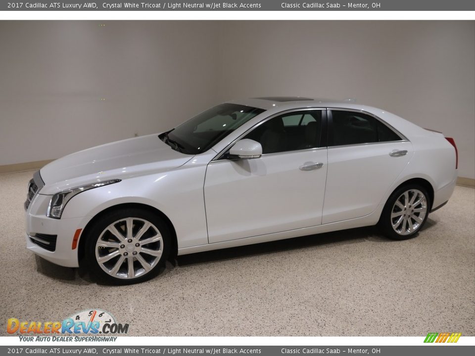 2017 Cadillac ATS Luxury AWD Crystal White Tricoat / Light Neutral w/Jet Black Accents Photo #3