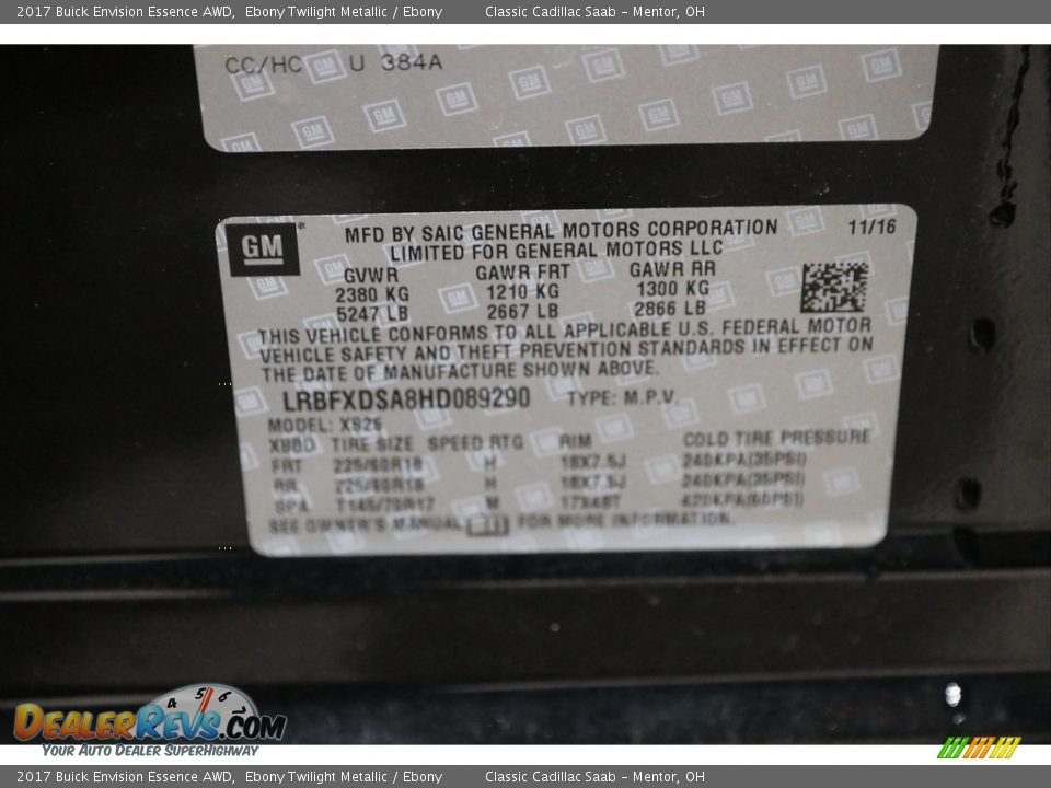 2017 Buick Envision Essence AWD Ebony Twilight Metallic / Ebony Photo #20