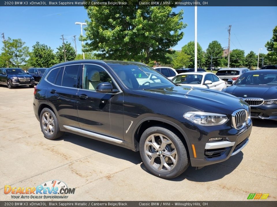 2020 BMW X3 xDrive30i Black Sapphire Metallic / Canberra Beige/Black Photo #1