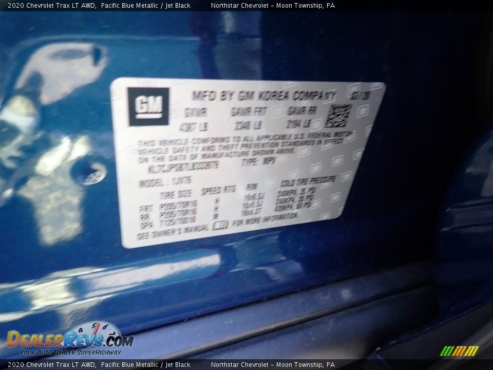2020 Chevrolet Trax LT AWD Pacific Blue Metallic / Jet Black Photo #15