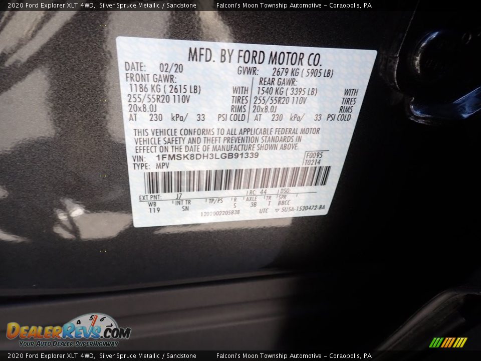 2020 Ford Explorer XLT 4WD Silver Spruce Metallic / Sandstone Photo #12