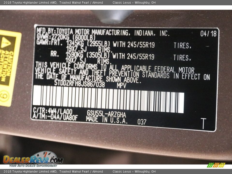 2018 Toyota Highlander Limited AWD Toasted Walnut Pearl / Almond Photo #22