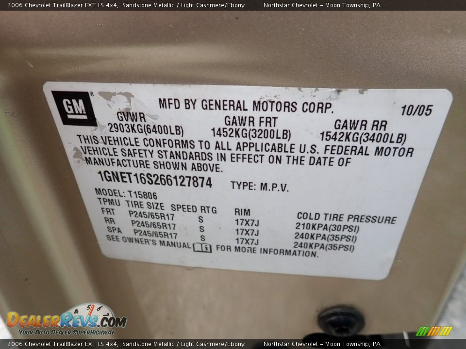 2006 Chevrolet TrailBlazer EXT LS 4x4 Sandstone Metallic / Light Cashmere/Ebony Photo #14