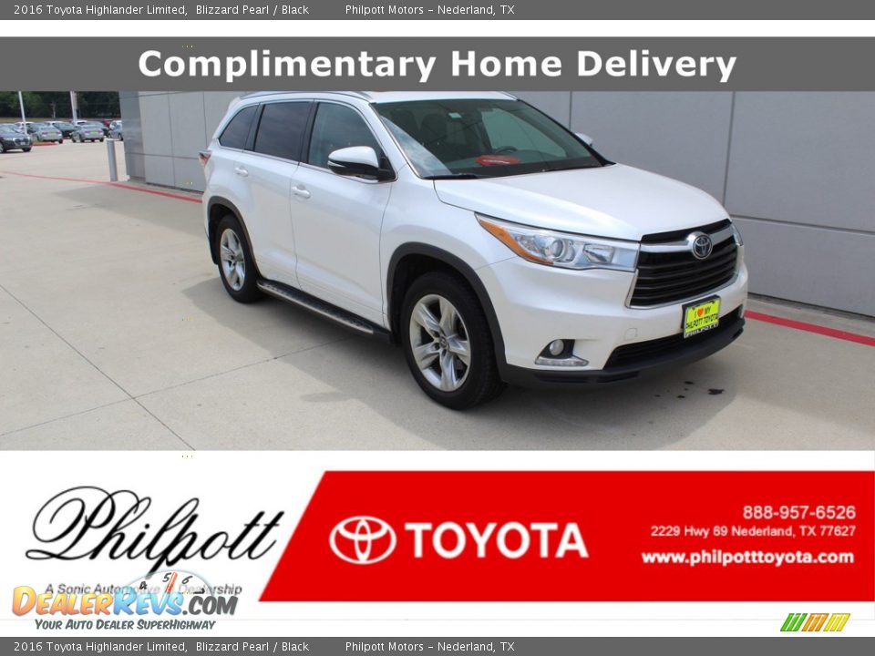 2016 Toyota Highlander Limited Blizzard Pearl / Black Photo #1