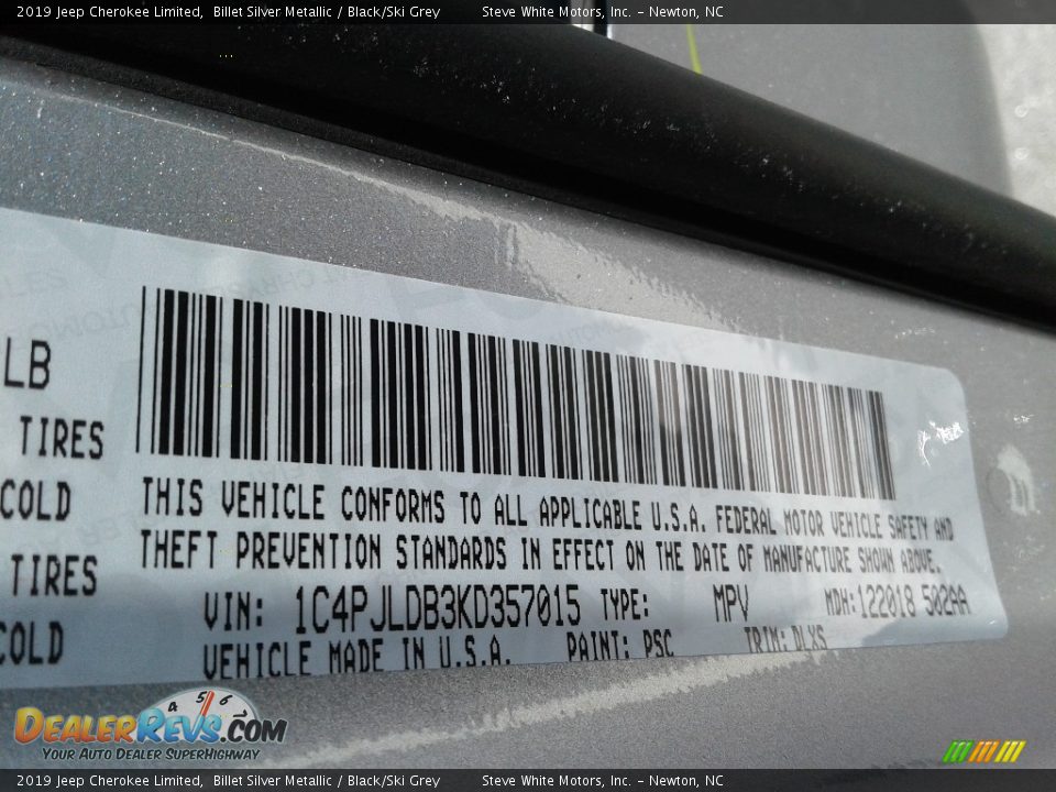 2019 Jeep Cherokee Limited Billet Silver Metallic / Black/Ski Grey Photo #30