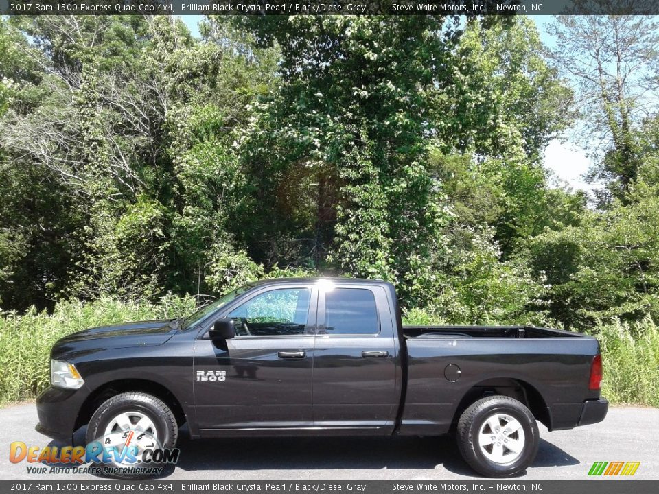 2017 Ram 1500 Express Quad Cab 4x4 Brilliant Black Crystal Pearl / Black/Diesel Gray Photo #1