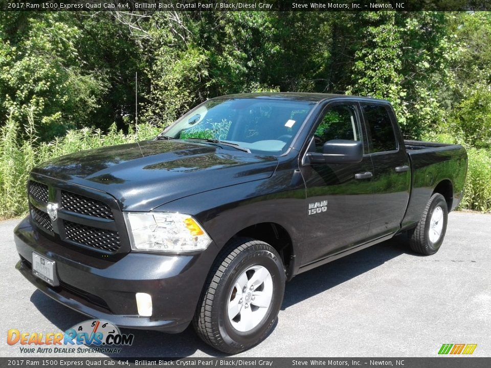 2017 Ram 1500 Express Quad Cab 4x4 Brilliant Black Crystal Pearl / Black/Diesel Gray Photo #2