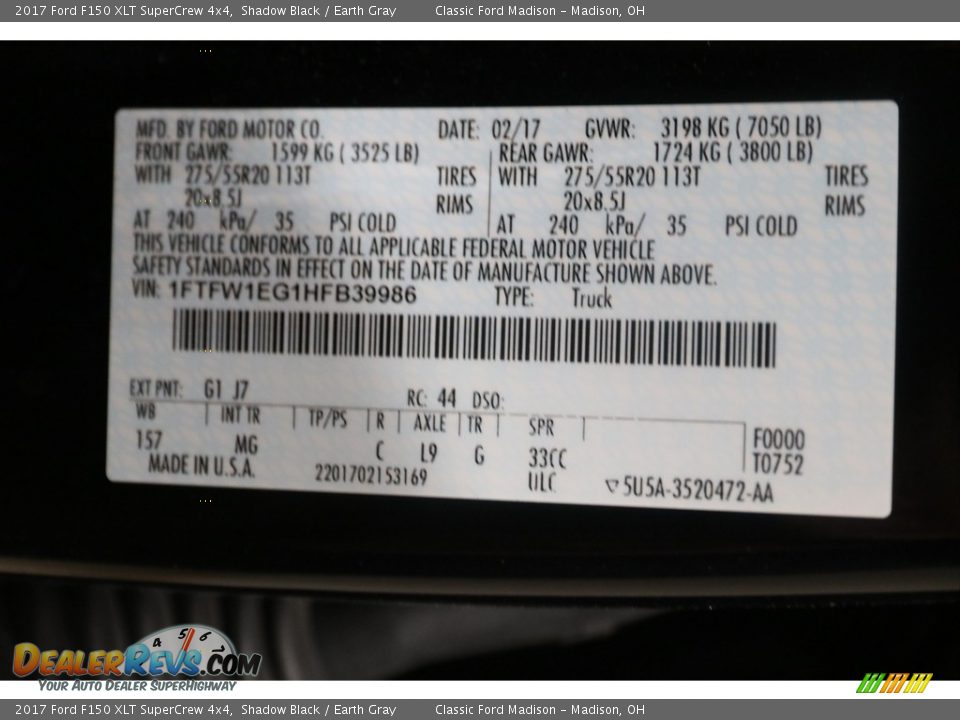 2017 Ford F150 XLT SuperCrew 4x4 Shadow Black / Earth Gray Photo #20