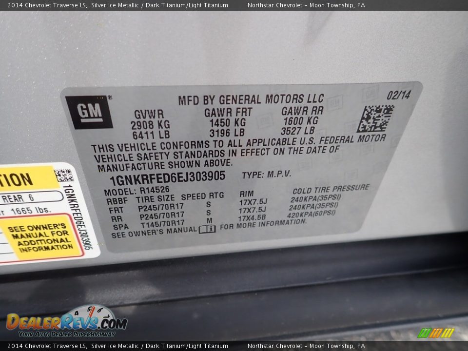 2014 Chevrolet Traverse LS Silver Ice Metallic / Dark Titanium/Light Titanium Photo #28