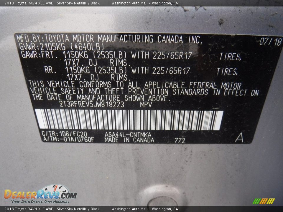 2018 Toyota RAV4 XLE AWD Silver Sky Metallic / Black Photo #24