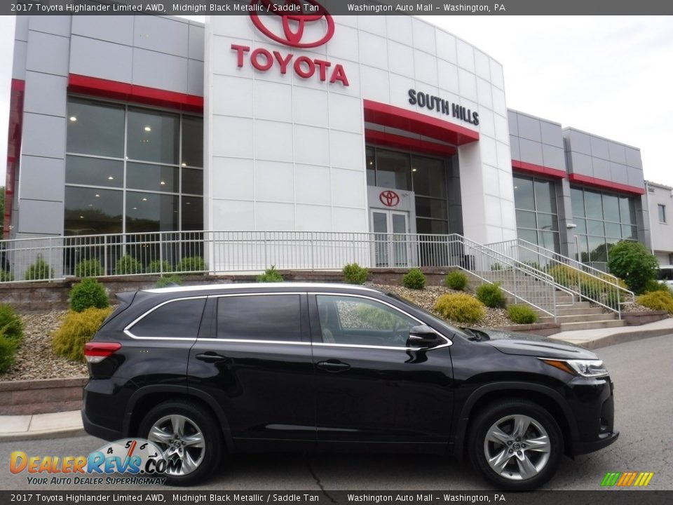 2017 Toyota Highlander Limited AWD Midnight Black Metallic / Saddle Tan Photo #2