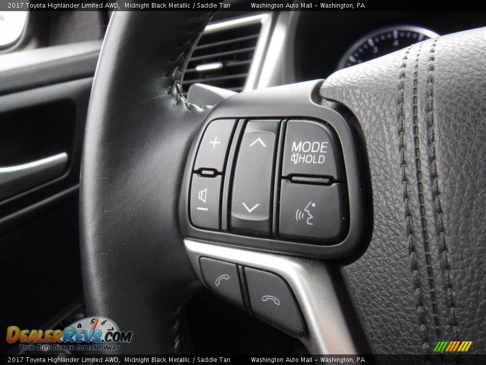 2017 Toyota Highlander Limited AWD Midnight Black Metallic / Saddle Tan Photo #7