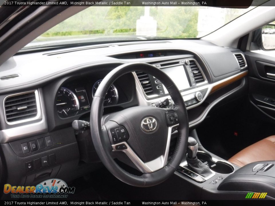 2017 Toyota Highlander Limited AWD Midnight Black Metallic / Saddle Tan Photo #18