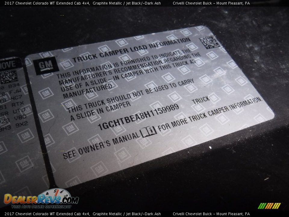 2017 Chevrolet Colorado WT Extended Cab 4x4 Graphite Metallic / Jet Black/­Dark Ash Photo #32