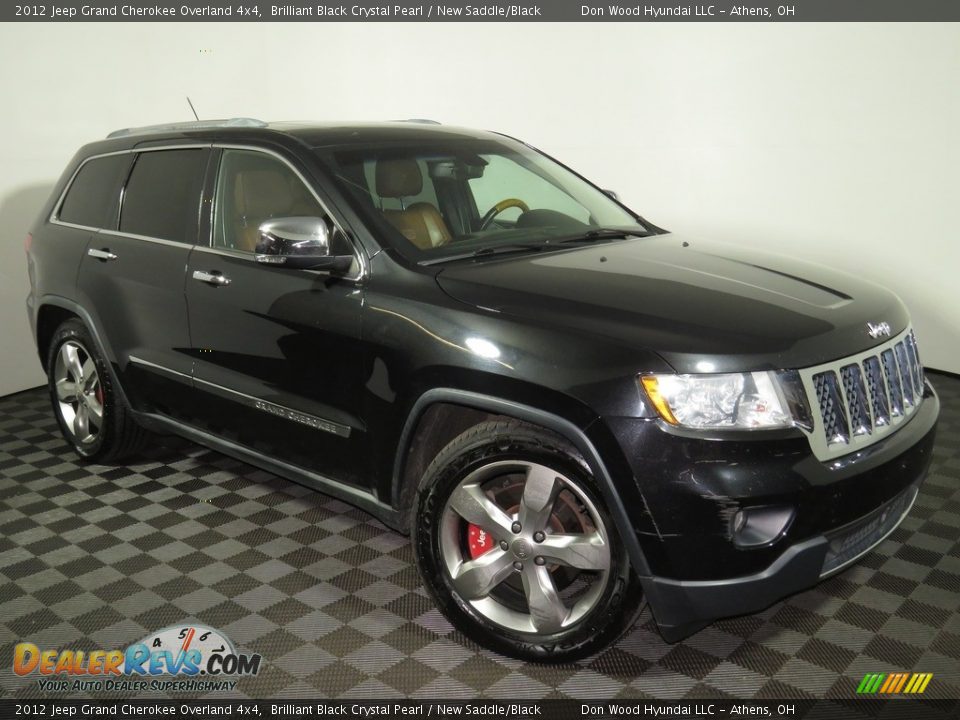 2012 Jeep Grand Cherokee Overland 4x4 Brilliant Black Crystal Pearl / New Saddle/Black Photo #2