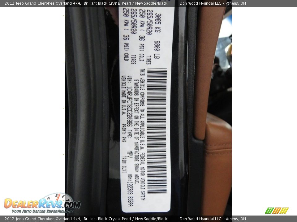 2012 Jeep Grand Cherokee Overland 4x4 Brilliant Black Crystal Pearl / New Saddle/Black Photo #35