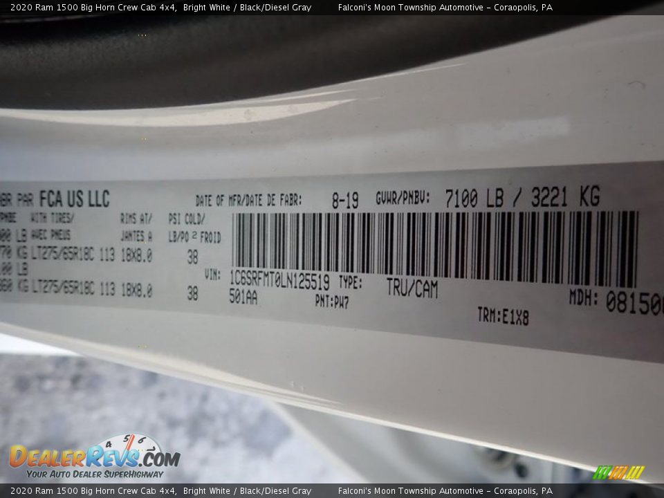 2020 Ram 1500 Big Horn Crew Cab 4x4 Bright White / Black/Diesel Gray Photo #23