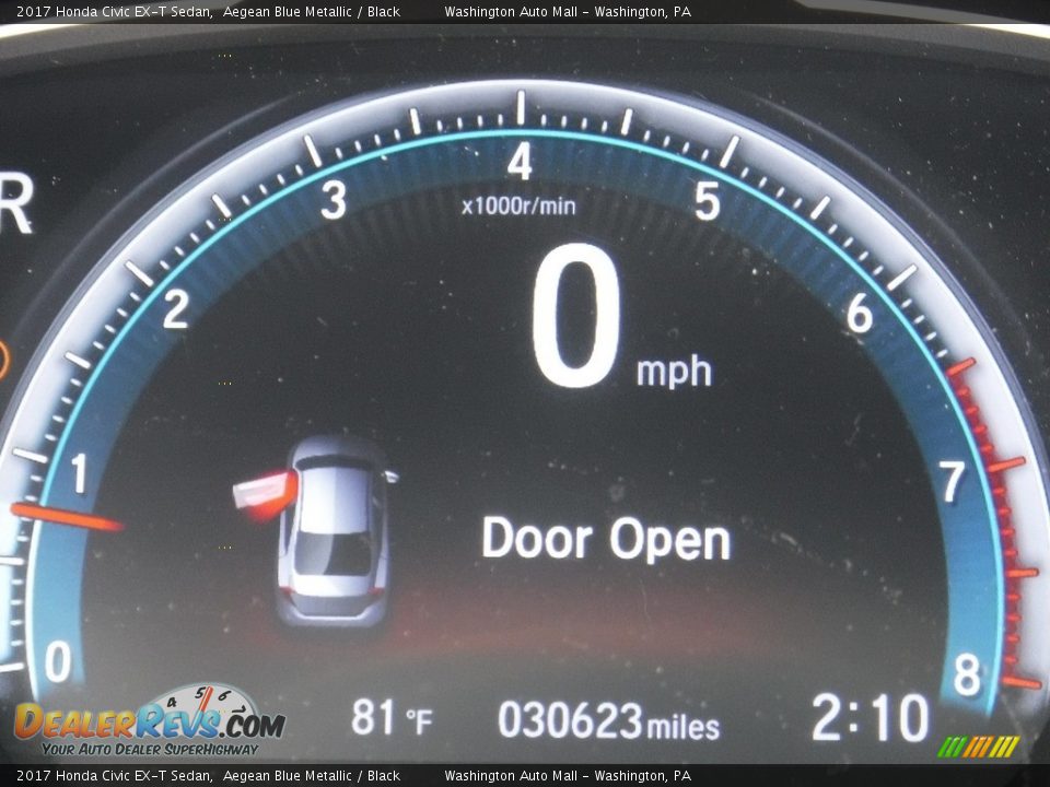 2017 Honda Civic EX-T Sedan Aegean Blue Metallic / Black Photo #28