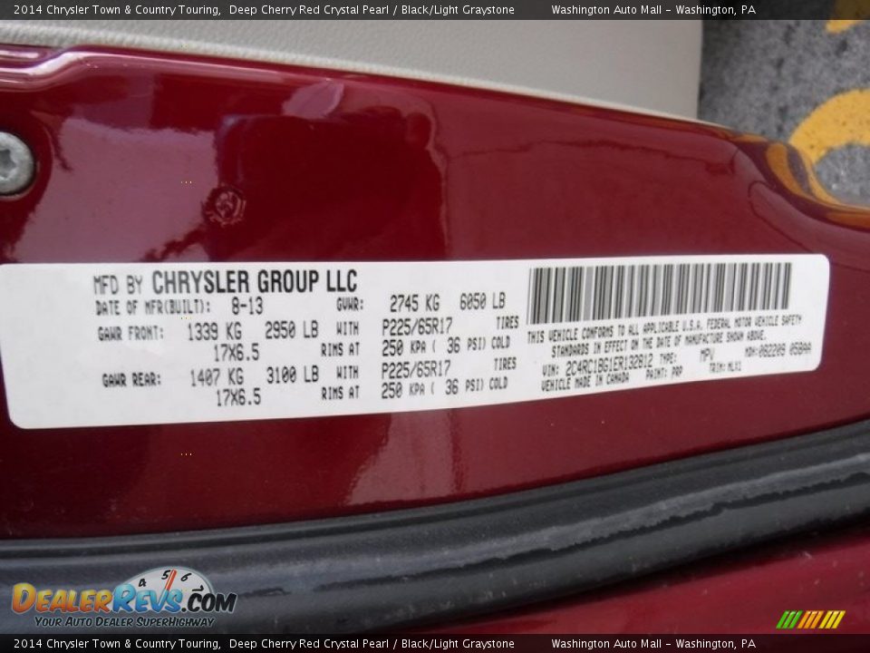 2014 Chrysler Town & Country Touring Deep Cherry Red Crystal Pearl / Black/Light Graystone Photo #27