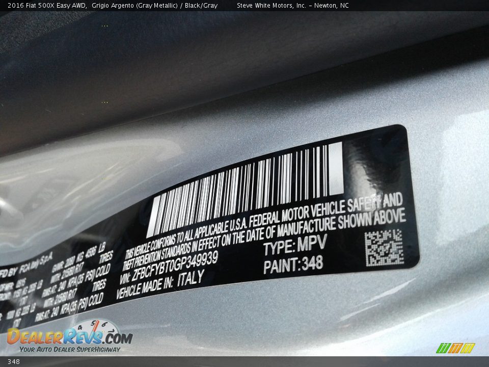 Fiat Color Code 348 Grigio Argento (Gray Metallic)