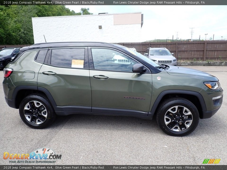 2018 Jeep Compass Trailhawk 4x4 Olive Green Pearl / Black/Ruby Red Photo #7