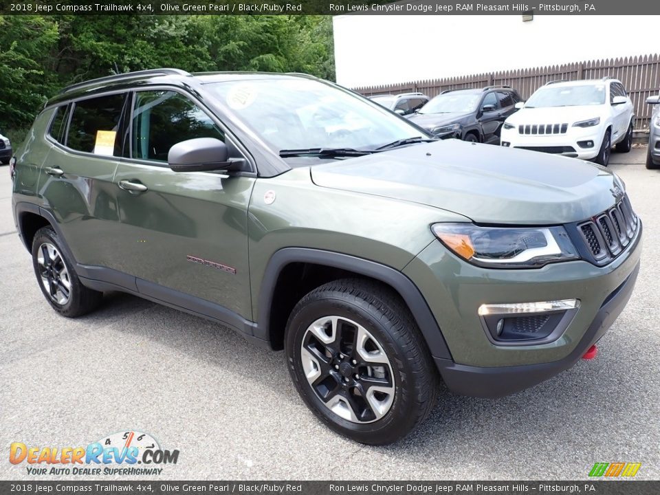 2018 Jeep Compass Trailhawk 4x4 Olive Green Pearl / Black/Ruby Red Photo #8