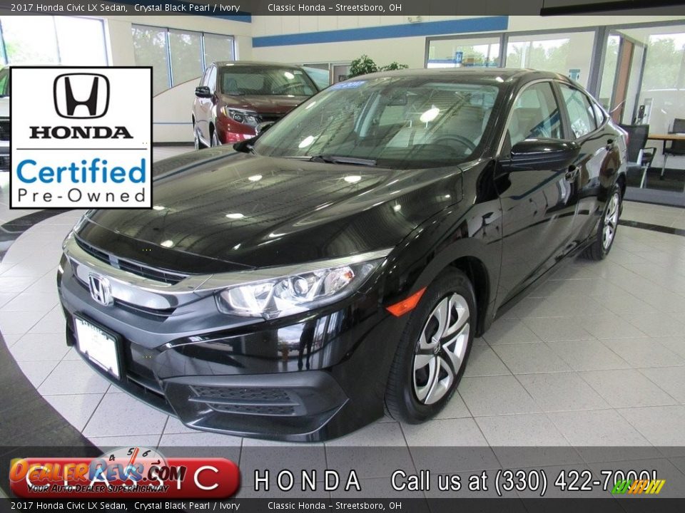 2017 Honda Civic LX Sedan Crystal Black Pearl / Ivory Photo #1