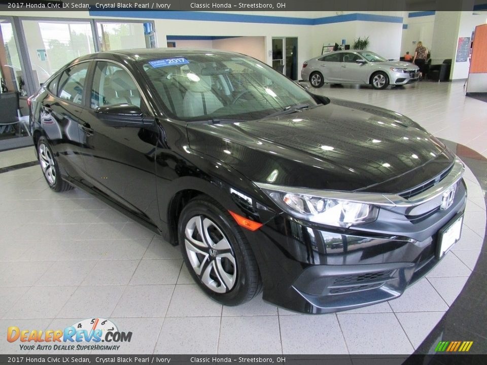 2017 Honda Civic LX Sedan Crystal Black Pearl / Ivory Photo #3