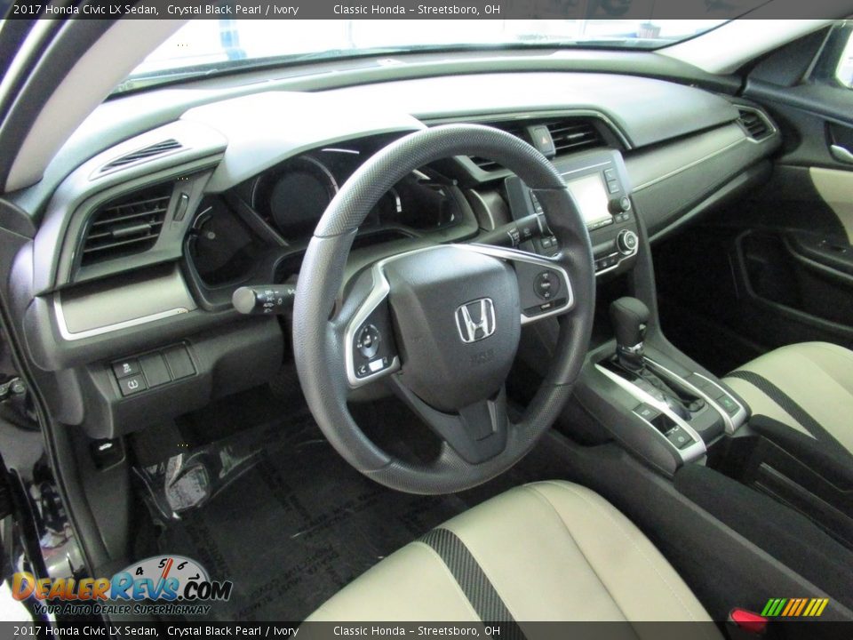 2017 Honda Civic LX Sedan Crystal Black Pearl / Ivory Photo #26