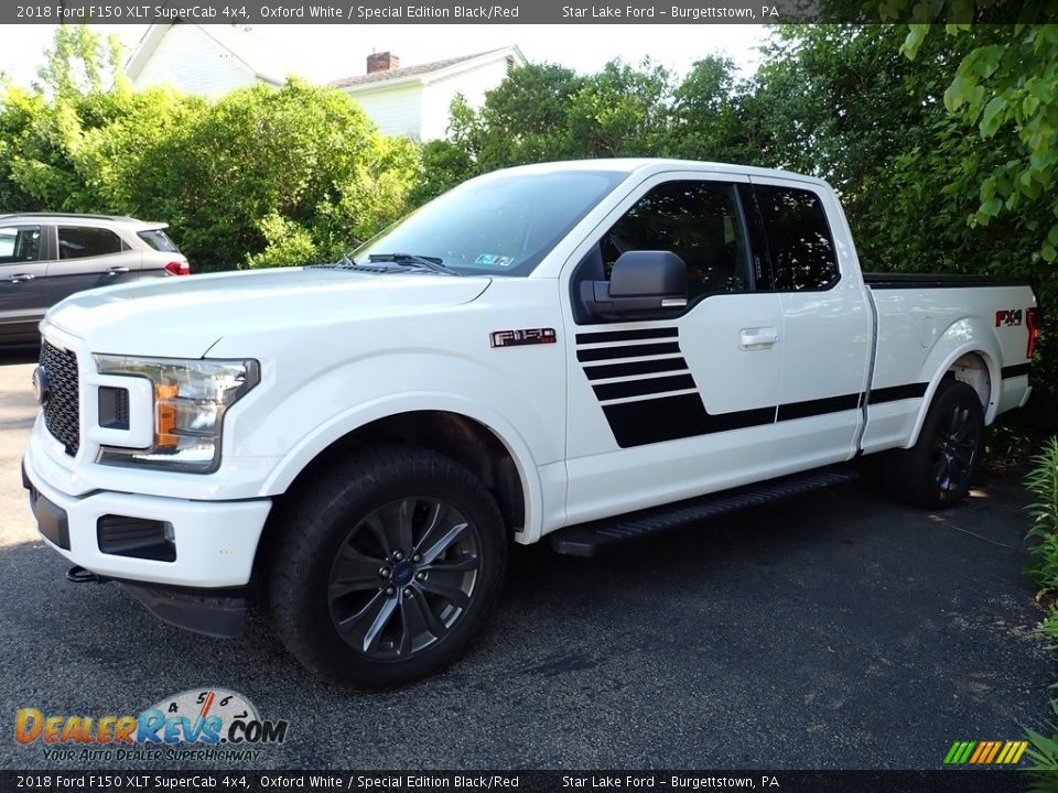 2018 Ford F150 XLT SuperCab 4x4 Oxford White / Special Edition Black/Red Photo #1