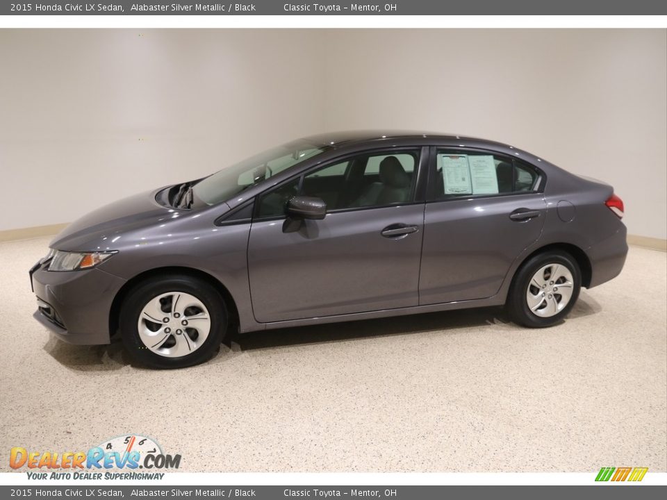 2015 Honda Civic LX Sedan Alabaster Silver Metallic / Black Photo #3