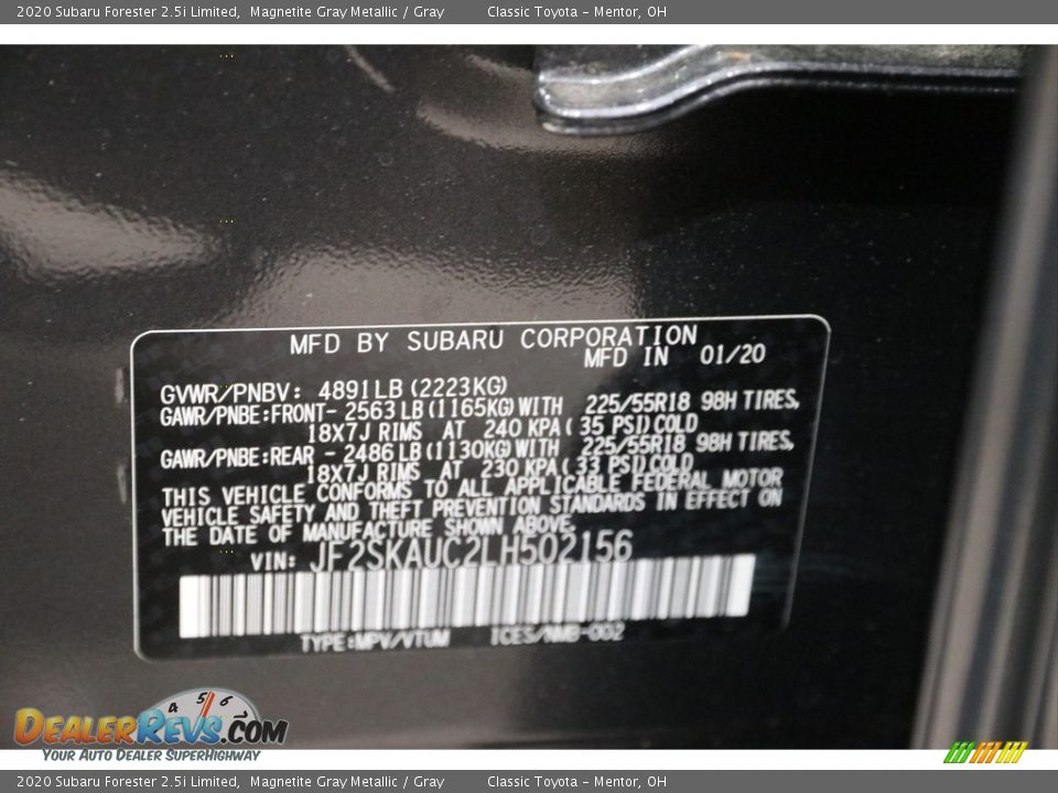 2020 Subaru Forester 2.5i Limited Magnetite Gray Metallic / Gray Photo #21