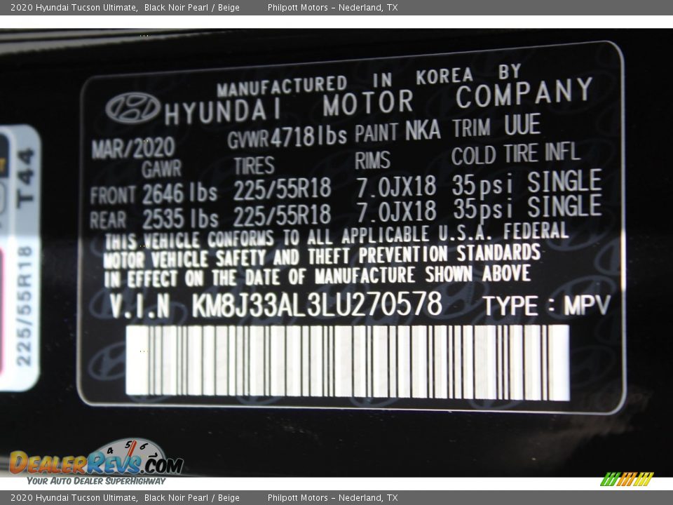 2020 Hyundai Tucson Ultimate Black Noir Pearl / Beige Photo #26